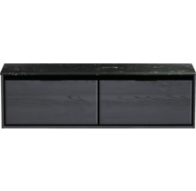 Waschtischunterschrank Sanox Loft BxHxT 161 x 47 cm x 46 cm Frontfarbe black oak mit Waschtischplatte Kunststein schwarz