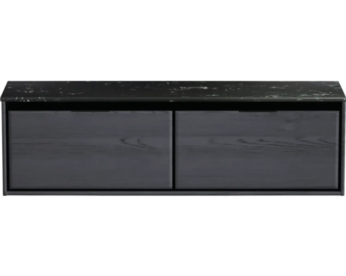 Waschtischunterschrank Sanox Loft BxHxT 161 x 47 cm x 46 cm Frontfarbe black oak mit Waschtischplatte Kunststein schwarz Waschtischunterschrank Sanox Loft BxHxT 161 x 47 cm x 46 cm Frontfarbe black oak mit Waschtischplatte Kunststein schwarz