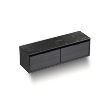 Waschtischunterschrank Sanox Loft BxHxT 161 x 47 cm x 46 cm Frontfarbe black oak mit Waschtischplatte Kunststein schwarz