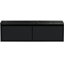 Waschtischunterschrank Sanox Loft BxHxT 161 x 47 cm x 46 cm Frontfarbe schwarz matt mit Waschtischplatte Kunststein schwarz