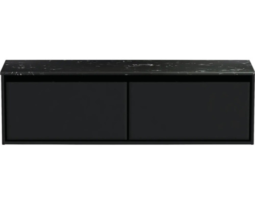 Waschtischunterschrank Sanox Loft BxHxT 161 x 47 cm x 46 cm Frontfarbe schwarz matt mit Waschtischplatte Kunststein schwarz Waschtischunterschrank Sanox Loft BxHxT 161 x 47 cm x 46 cm Frontfarbe schwarz matt mit Waschtischplatte Kunststein schwarz