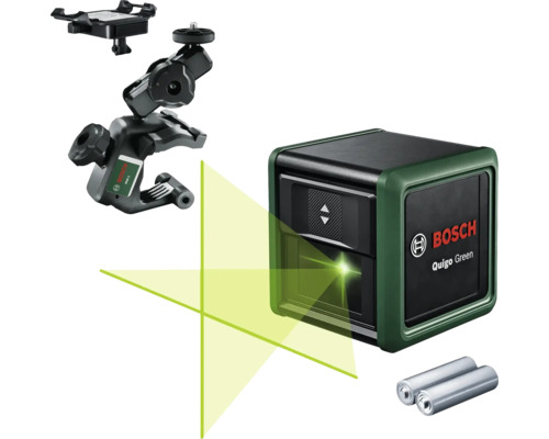 Niveau laser à lignes croisées Bosch Quigo Green avec trépied et piles