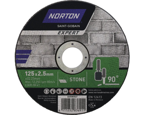 Disque à tronçonner Expert Norton pierre Ø 125x22,23 mm Norton Saint-Gobain Expert disque à tronçonner pour pierre, 125 x 2,5 millimètres