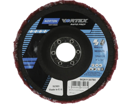 Disque abrasif à lamelles Norton Vortex Rapid Prep moyen Ø 125x22,23 mm Disque abrasif à lamelles Norton Vortex Rapid Prep moyen Ø 125x22,23 mm