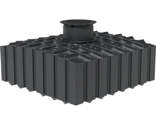 Cuve de jardin enterrée d'eau de pluie GFT 4.2 comprenant dôme de compensation avec recouvrement Cuve de jardin enterrée d'eau de pluie GFT 4.2 comprenant dôme de compensation avec recouvrement