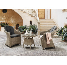 Balkonset Destiny MALAGA 2 Sessel + Tisch Ø60x55cm, natur meliert