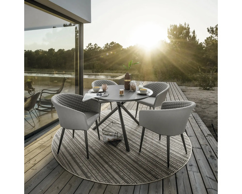 Set de meubles de jardin Dining-Set Destiny MODENA BARLETTA 4 places composé de: 4 fauteuils, table en aluminium plastique gris anthracite