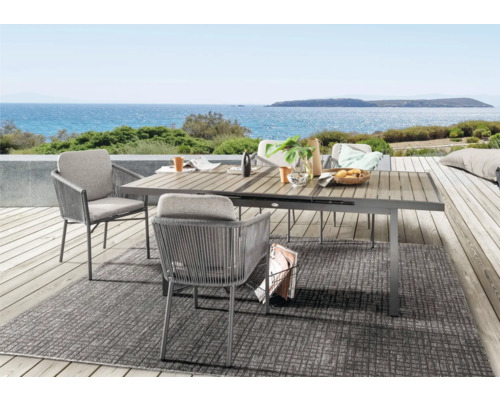 Set de meubles de jardin Dining-Set Destiny LUCCA IMOLA 4 places composé de: 4 fauteuils, table en aluminium plastique gris