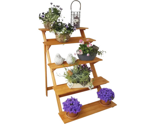 Escalier à fleurs en bois 78 x 55 x 62 cm couleur miel
