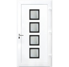 Porte d''entrée blanche avec quatre inserts en verre