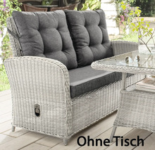 Canapé de jardin en polyrotin avec coussins gris