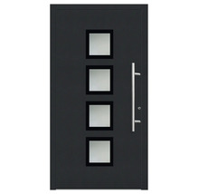 Porte d''entrée avec quatre vitrages carrés et une poignée