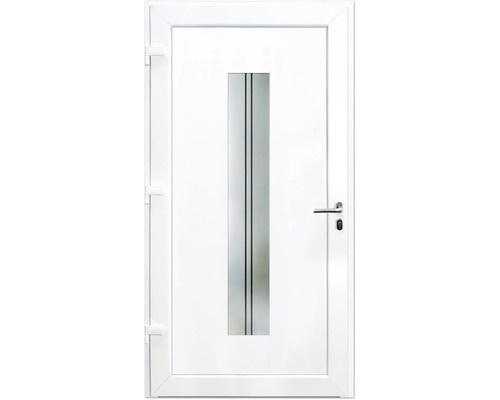 Weisse Haustür mit Glaseinsatz