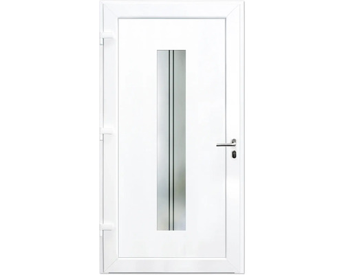 Porte d''entrée blanche avec insert en verre