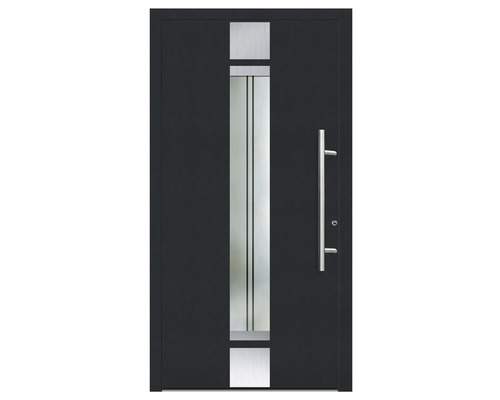 Porte d'entrée aluminium/PVC Smart A400 2.0 RC2 anthracite 1000 x 2100 mm droite avec kit de ferrures, poignée barre, cylindre profilé avec 3 clés Porte d'entrée aluminium/PVC Smart A400 2.0 RC2 anthracite 1000 x 2100 mm droite avec kit de ferrures, poignée barre, cylindre profilé avec 3 clés
