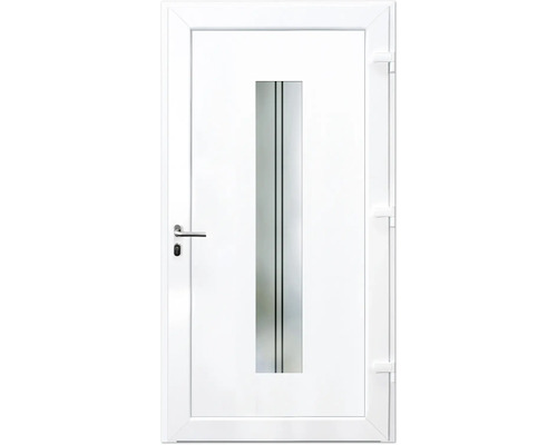 Porte d''entrée blanche avec insert en verre