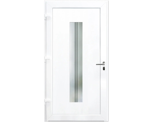 Weisse Tür mit Glaseinsatz