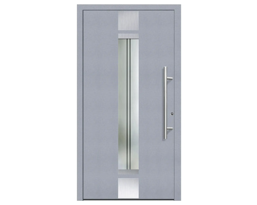 Haustür Aluminium/PVC Smart A400 2.0 RC2 grau 1000x2100 Rechts inkl. Beschlagset,Stangengriff,Profilzylinder inkl. 3 Schlüssel Haustür mit Glaseinsatz und Edelstahlgriff
