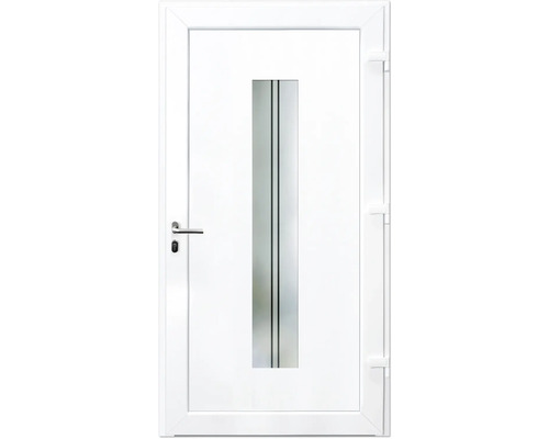 Porte d''entrée blanche avec insert en verre