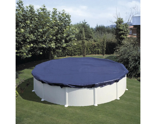 Bâche de recouvrement pour piscine PVC toute l'année été/hiver stable aux UV Ø 440-460 cm noir avec cordon de serrage