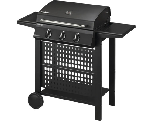 Barbecue à gaz Enders 3 brûleurs noir grille en acier inoxydable avec thermomètre sur le couvercle, tablette, lèche-frites, grille à barbecue, tablette latérale, grille de maintien en température