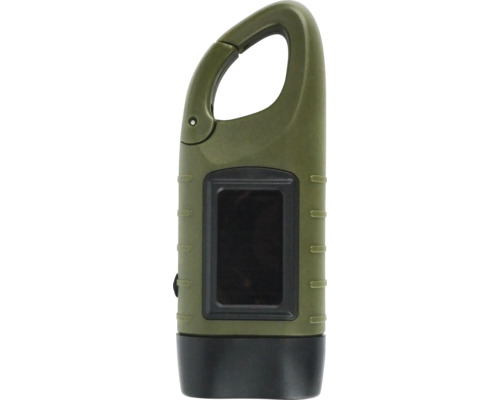 Grüne Handkurbel-Taschenlampe mit Karabiner