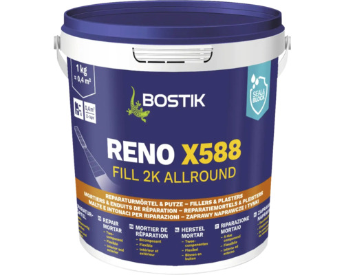 Bostik RENO X588 FILL 2K mortier de réparation 1 kg Mortier de réparation Bostik Reno X588 Fill 2K Allround dans un seau