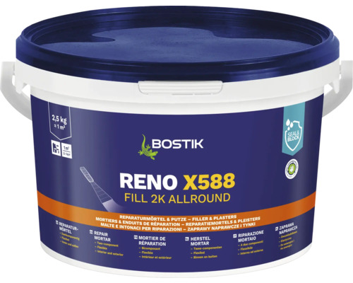 Bostik RENO X588 FILL 2K mortier de réparation 2,5 kg Bostik Reno X588 mortier de réparation, conditionnement de 2,5 kilogrammes