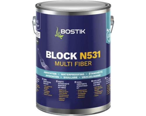 Mastic d'étanchéité renforcé de fibres Bostik BLOCK N531 MULTI FIBER 4 l