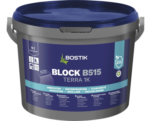 Revêtement bitumineux épais Bostik BLOCK B515 TERRA 1K+ 12 l