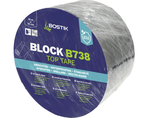 Bande bitumineuse en aluminium Bostik BLOCK B738 TOP TAPE 10 m x 10 cm
