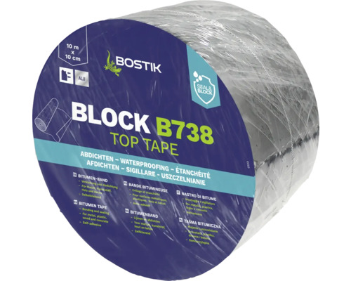 Bande bitumineuse en aluminium Bostik BLOCK B738 TOP TAPE 10 m x 10 cm Bande bitumineuse en aluminium Bostik BLOCK B738 TOP TAPE 10 m x 10 cm