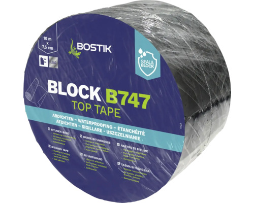 Bande bitumineuse en plomb Bostik BLOCK B747 TOP TAPE 10 m x 7,5 cm