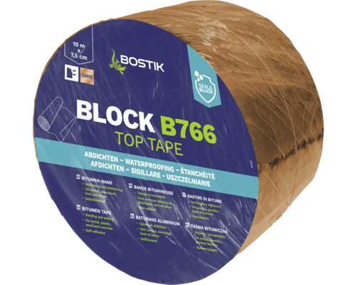 Bande bitumineuse en cuivre Bostik BLOCK B766 TOP TAPE 10 m x 7,5 cm Bande bitumineuse en cuivre Bostik BLOCK B766 TOP TAPE 10 m x 7,5 cm