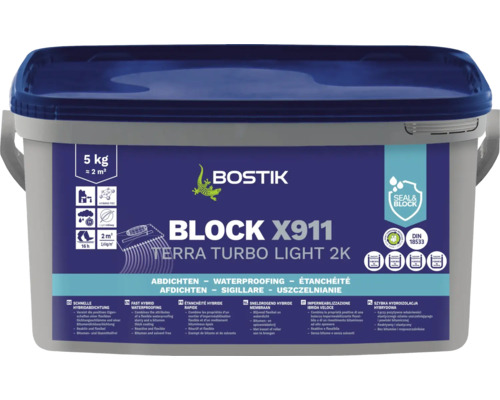 Bostik BLOCK X911 TERRA TURBO LIGHT produit d'étanchéification sans bitume universel 5 kg