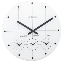Horloge diff. fuseaux horaires Big City verre blanc Ø 43 cm