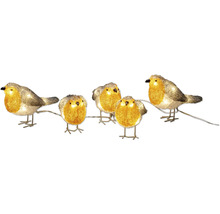 Guirlande lumineuse avec cinq figurines de rouge-gorge pour la décoration
