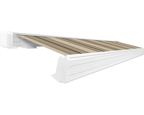 Store banne à coffre intégral SOLUNA Exquisit 5,5x2 dessin 320715 châssis RAL 9010 blanc pur avec moteur et interrupteur mural à gauche Store banne à coffre intégral SOLUNA Exquisit 5,5x2 dessin 320715 châssis RAL 9010 blanc pur avec moteur et interrupteur mural à gauche