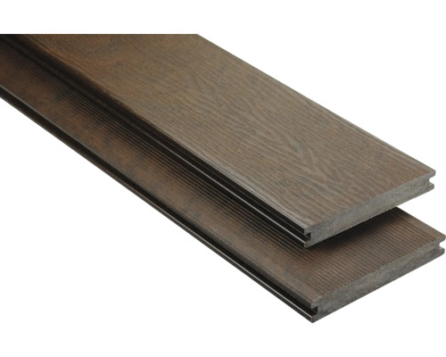 Lame de terrasse en composite profilé plein mat châtaignier 20x145 mm (au mètre à partir de 1000 mm jusqu'à 6000 mm max.)