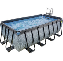 Piscine rectangulaire avec échelle et parois latérales à motifs