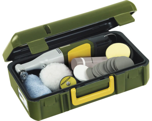 Machine à polir Proxxon avec accessoires dans une boîte à outils