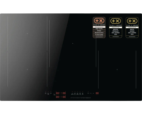 Plaque de cuisson à induction noire avec le label Plus X Award
