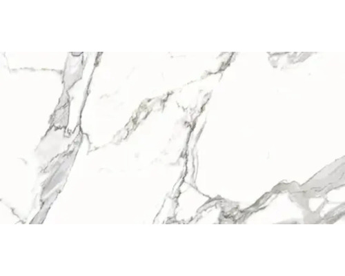 Feinsteinzeug Wand- und Bodenfliese Calacatta 119,7 x 59,7 x 0,8 cm white poliert rektifiziert