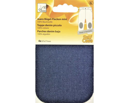 Mini pièces à repasser en jean coton, 97x77 millimètres