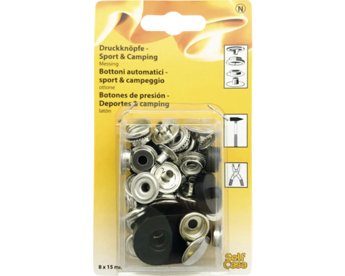 Boutons-pression en laiton pour sport et camping dans un emballage