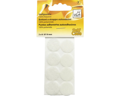 Points adhésifs Ø 19 mm blanc 2x 8 pces Points de fixation auto-adhésifs en polyamide, diamètre 19 mm