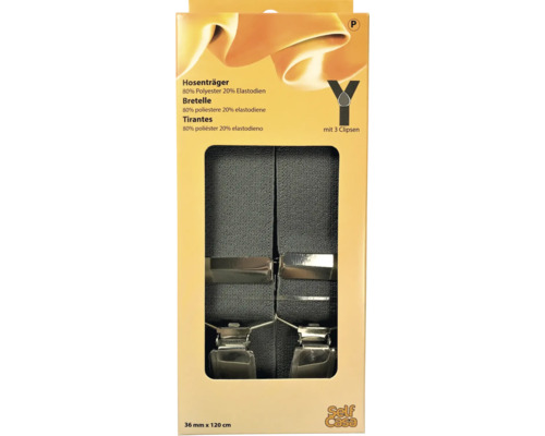 Hosenträger aus Polyester und Elastodien mit Clips im Karton