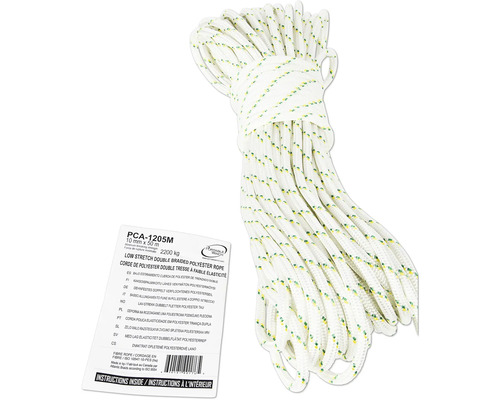 Corde en polyester double tresse faible étirement, 10 mm x 50 m