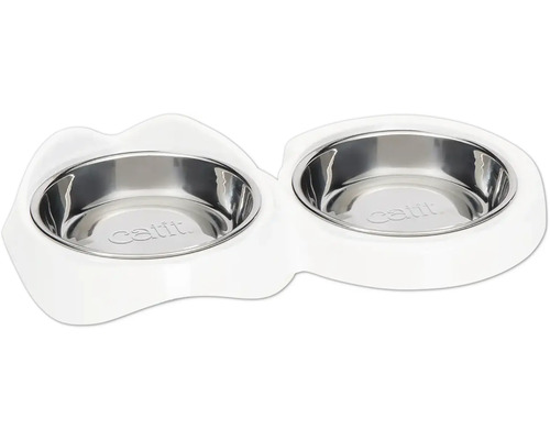 Écuelle double catit Pixi, forme ergonomique, adaptée au lave-vaisselle 200 ml blanc