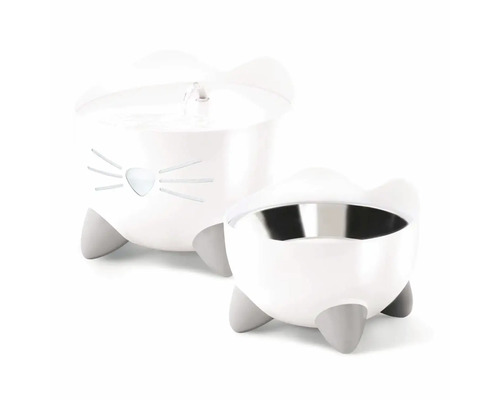 Katzenbrunnen und Futternapf im Katzendesign